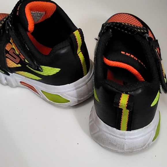 Sketchers Super Z Flex Glow Neon Yellow Orange Light Sneakers Sz 7C - Picture 4 of 7